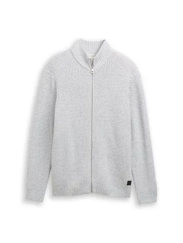 TOM TAILOR Strickjacke grau L - Stylische Strickjacke in Grau, ideal für jeden Anlass. Hergestellt aus einer hochwertigen Polyester-Woll-Mischung für optimalen Tragekomfort.