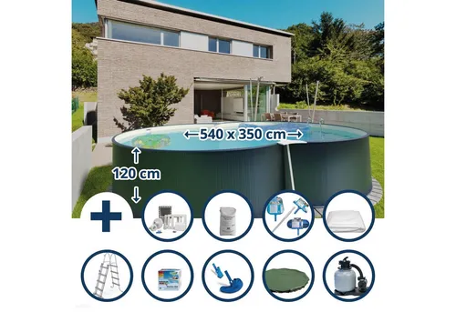 Waterman Achtformpool Stahlwandpool Set (10-teilig) hoch achtform 540x35 (Komplett-Set), verzinkte Stahlwand