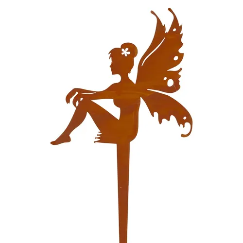 CIM Edelrost Deko Pflanzenstecker Fee Höhe: 30cm Gartenfigur Gartendeko Stecker