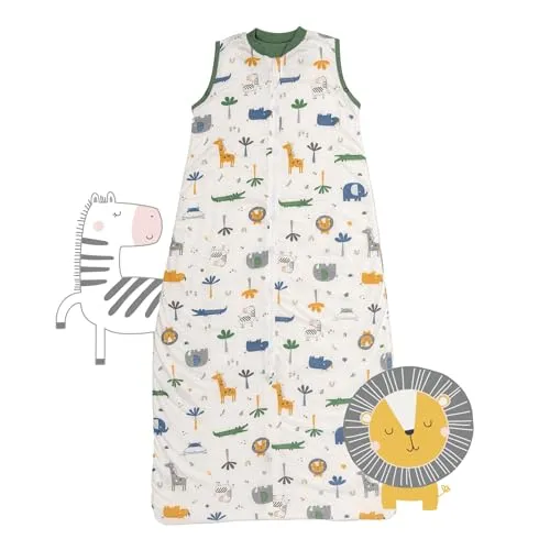 Schlummersack Baby Schlafsack Neugeboren Sommer 1.0 Tog 56 cm Dschungel - Atmungsaktiver Sommerschlafsack für Neugeborene, ideal bei 18-24°C. Mit großzügiger Schnittform für maximale Bewegungsfreiheit und seitlichem Reißverschluss für einfachen Windelwechsel.
