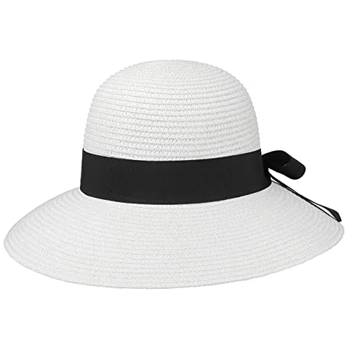 Lipodo Timenta Classic Schlapphut Damen Strohhut größenverstellbar mit Futterband Sonnenhut Frühling Sommer weiß One Size