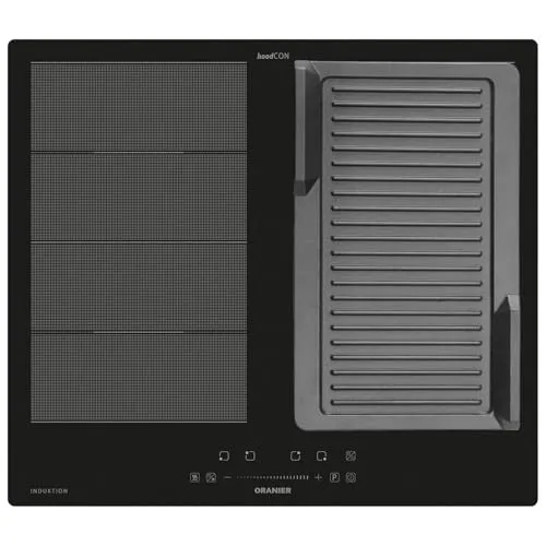 Oranier Induktionskochfeld 60 cm FLI560 - Flächen-Induktion-Kochfeld autark Brückenfunktion links und rechts & Grillplatte gerillt