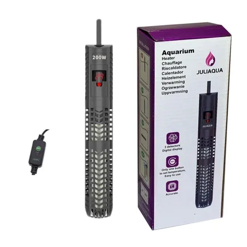 JULIAQUA Aquarium Heizung 200 W - Heiz- & Kühlvorrichtungen für Aquarien, präzise Temperatureinstellung von 18-34 °C, energieeffizient mit automatischer Abschaltung für optimale Aquarienbedingungen.