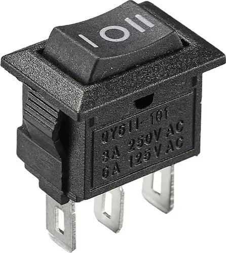 Mini-Wippschalter 9x13mm, Umschalter, 3-pin 250V 3A AC/DC, (6V 9V 12V 24V 125V) schwarz rechteckig, 3 Polig EIN/AUS/EIN