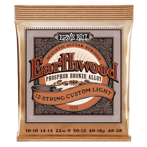 Ernie Ball Earthwood Custom Light Akustik-Gitarrensaiten, für 12-Saiter, Phosphor-Bronze, Stärke 10–48