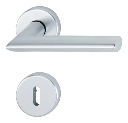 Hoppe Stockholm Aluminium-Rosetten-Türgriff-Garnitur 1140/42KV/42KVS, Ovalbart, mit Schlüsselrosetten für Innentüren - silberfarben - 2782712