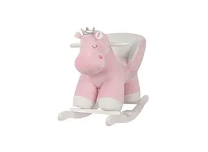 Kikkaboo Schaukeltier Hippo - Niedliches Schaukeltier aus kuschelweichem Plüsch mit Holzgriffen und Rückenlehne, ideal für Kinder ab 12 Monaten und perfekt für jedes Kinderzimmer.