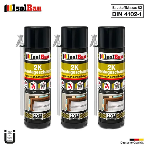 2K Bauschaum Montageschaum Zargenschaum 3 x 400ml PU Schaum Schnellschaum