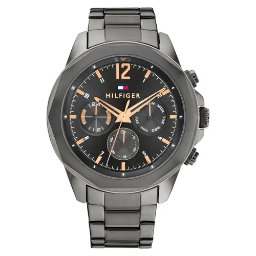 Tommy Hilfiger Multi Zifferblatt Quarz Uhr für Herren - 1792061 - Armbanduhren für Herren mit multifunktionalem Quarz-Uhrwerk und stilvollem grauen Edelstahlarmband, wasserabweisend bis 5 bar - ideal für jeden Anlass!