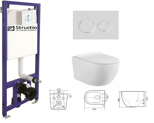 Hängewand WC Komplett SET Unterputzspülkasten Vorwandelement Spülrandloses WC´s