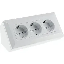 ChiliTec 3-fach Steckdosenblock weiß 250V AC/16A - Steckdosen & Zubehör – Ideal für Arbeitsplatten oder Werktische, mit 45° Anwinkelung für optimale Zugänglichkeit und bereits vorverkabelt für einfache Montage.