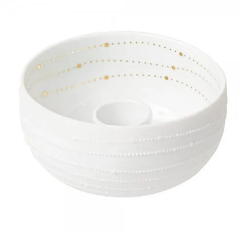 Räder Windlicht Design Kerzenschälchen Punktlinien in weiß von Räder