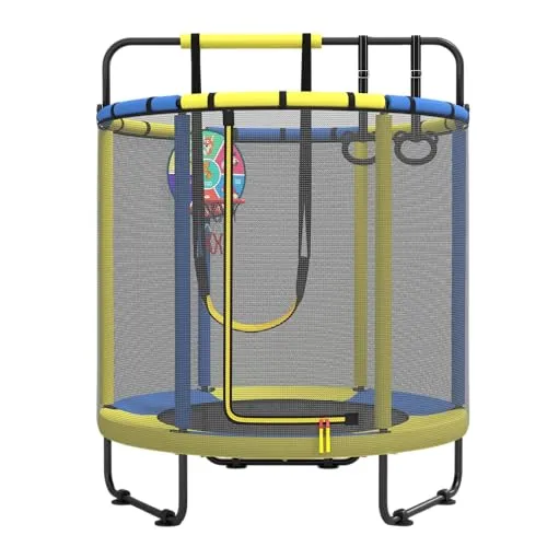 CZCPARY Kindertrampolin, Trampolin für Kinder,Indoor Trampoline Kinder,mit Basketballkorb, Schaukel, Zugring, geeignet für Innen- und Außenbereich, geeignet für Kinder, Geburtstagsgeschenke