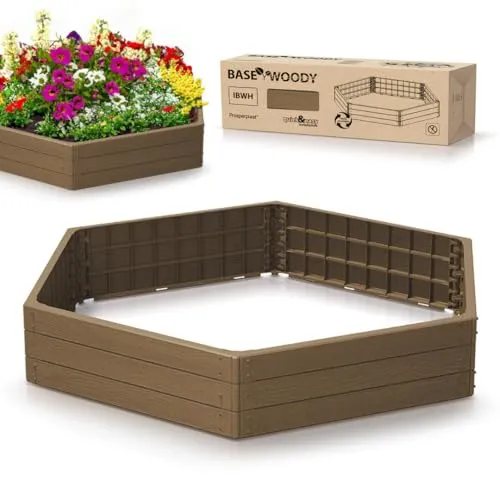 Hochbeet, Gartenbett, Pflanzkasten, Blumenkasten, Pflanzkübel, Braun und Anthrazit, Sechseck (Braun)