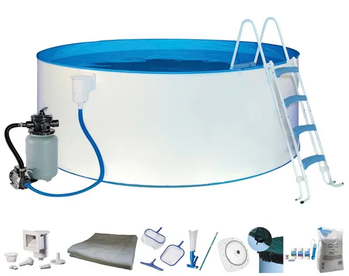 KONIFERA Rundpool RÜGEN 2 (Set, 10-tlg) mit LED-Scheinwerfer - Swimmingpool mit stimmungsvollem LED-Scheinwerfer, ideal für entspannte Sommerabende und perfekten Badespaß im eigenen Garten.