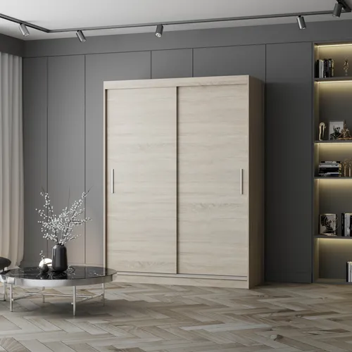 Schwebetürenschrank Vista 04 150 cm - Kleiderschrank ohne Spiegel mit eleganten Schwebetüren, geräumigen Einlegeböden und stabiler Kleiderstange für optimale Ordnung in Ihrem Schlafzimmer.