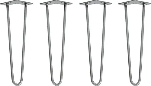 Natural Goods Berlin HAIRPIN Legs, 40 cm, 4 Stück Tischbeine in Silber - Individuelle DIY-Möbel mit stabilen Haarnadelbeinen aus 12mm Rundstahl. Perfekt für Tische und Hocker, inklusive Schrauben. Wähle aus verschiedenen Farben und Größen für dein Projekt!
