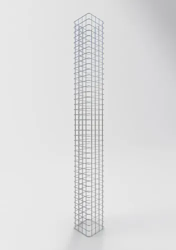 Gabionensäule eckig 22 x 22 cm, 200 cm Höhe - Gabionen für kreative Gartengestaltung, hohe Stabilität dank einteiliger Gittermatte und langlebiger Zink-Alu-Beschichtung.