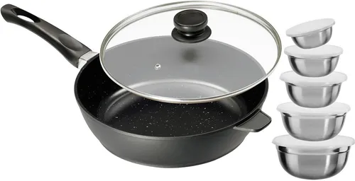 Bratpfanne KING, rot, Ø 28 cm - Ideal für Induktion - Küchenutensilien mit langlebiger Keramikbeschichtung für gesunde Zubereitung. Hoher Pfannenrand reduziert Verlust beim Kochen. Für alle Herdarten geeignet, hitzebeständig bis 180°C.