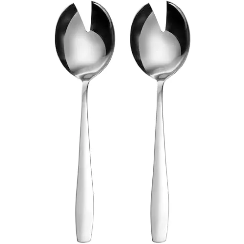 GRÄWE Salatbesteckset, Kurze Griffe, 2-teilig, poliert, spülmaschinengeeignet, aus Edelstahl 18/0 Chromstahl, Servierlöffel im zeitlosen Design, Serie Königstein
