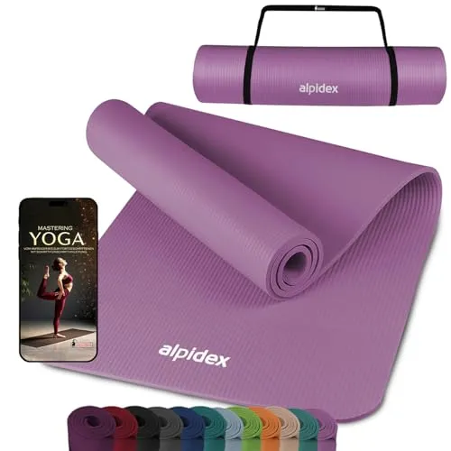 ALPIDEX Yogamatte 183 x 60 x 0.8 cm Phthalatfreie Fitness Matte E-Book Tragegurt rutschfest Gymnastik Turnen Pilates Sport Physio HIIT Yoga Trainingsmatte Isomatte Hautfreundlich, Pink