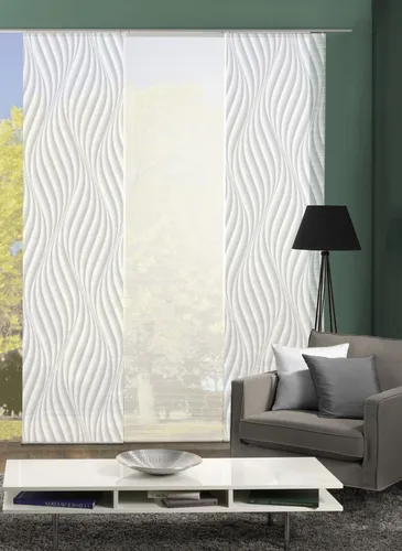 VISION S 3er-Set Schiebevorhänge WAVE, grau, halbtransparent