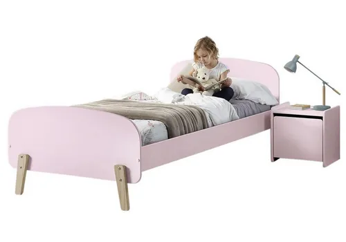 aufm Kessel Jugendzimmer-Set Karilynn – Bett mit Nachtkommode in Rosa - Praktisches Kinderzimmer Set mit Einzelbett (90x200 cm) und Nachtkommode. Hergestellt aus hochwertigem MDF, bietet es eine stabile Konstruktion und Retro-Optik. Lieferung bis zur Verwendungsstelle für Ihren Komfort.