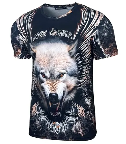 Herren Sommer T-Shirt Rundhals-Ausschnitt Moderner Männer Kurzarm Used Look Tshirt B-220-229, Farbe:229 Schwarz, Größe:2XL