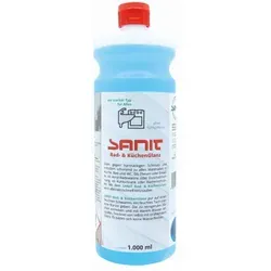 Sanit Bad- und Küchenglanz 1000 ml - Hochwertiger Reiniger für Bad und Küche, entfernt effektiv Fett und Kalk. Hinterlässt streifenfreien Glanz auf Fliesen, WCs und Armaturen. Ideal für die regelmäßige Pflege und Reinigung.