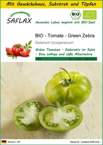 SAFLAX Gemüsesamen SAFLAX - Anzuchtset - BIO - Tomate - Green Zebra