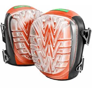 Güntek Kniepolster mit Kunststoff-Hartschalen, DIN EN 14404, mit Klettverschluss und Gelkissen, schwarz/orange, 1 Paar