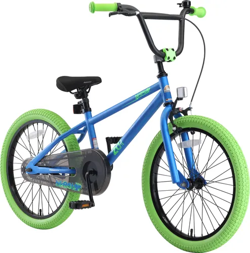 BIKESTAR Kinder Fahrrad 20 Zoll BMX - Blau & Grün - Kinderfahrrad für ab 6 Jahren, leicht und stabil mit höhenverstellbarem Sattel und Lenker für eine lange Nutzung. Ergonomisches Design fördert gesunde Haltung und sichere Fahrfreude.