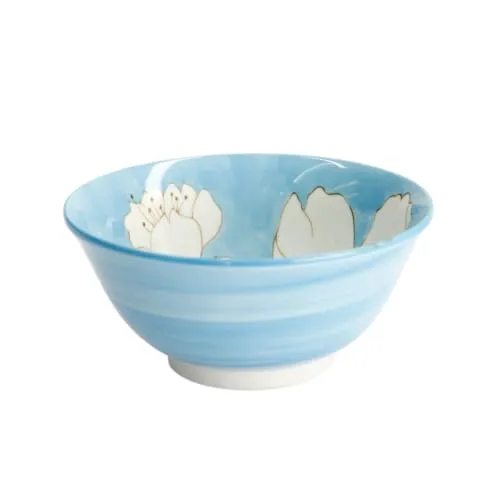 Japan-Bowls ASIATICA | Ramen Bowl Porzellan-Schalen 15 cm | Hochwertige asiatische Schüssel für Reis, Nudeln, Tapas, Udon, Müsli - Suppen-Schale mit japanischen Designs (Suiren blau)