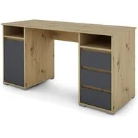 byLIVING Schreibtisch Lobo - Artisan Eiche / Anthrazit - Eleganter Kinderschreibtisch mit reichlich Stauraum, pflegeleichter Melaminbeschichtung und einfacher Montage. Ideal für kreative Kinderzimmer!