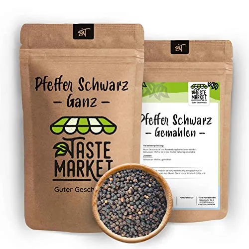 Pfeffer ganz schwarz | Ganze Pfefferkörner | Black Pepper | Schwarzer Pfeffer ganz | Pfeffermühlen geeignet 25 kg