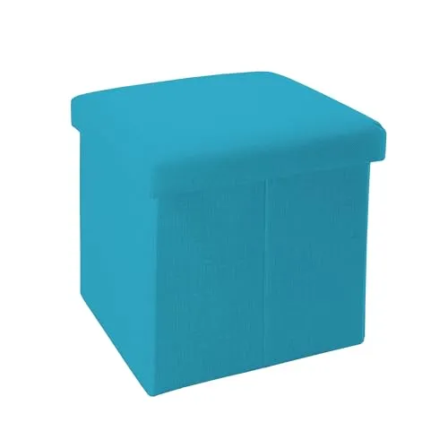 INTIRILIFE Faltbarer Sitzhocker in Himmelblau – Multifunktionale Aufbewahrungsbox mit Stauraum - Praktischer Sitzhocker und Aufbewahrungsbox in stilvollem Leinen-Design. Ideal zum Verstauen von Gegenständen und als zusätzliche Sitzgelegenheit. Hohe Stabilität und leicht zu reinigen.