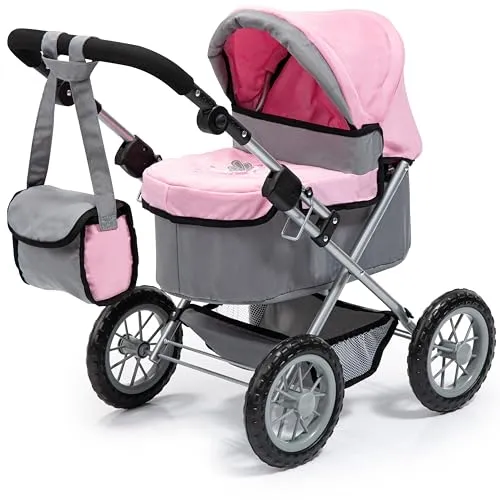 Bayer Puppenwagen Trendy, Fee mit Wickeltasche - Standard-Puppenwagen mit verstellbarem Griff, leicht transportierbar und zusammenklappbar. Ideal für Puppen bis 46 cm, inklusive Umhängetasche und Einkaufskorb.