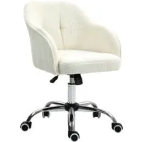 HOMCOM Homeoffice Stuhl Cremeweiß mit Teddy-Textur
