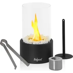 Zelsius Tischkamin für Indoor und Outdoor | Schwarz | Ø 16,5 x 27 cm