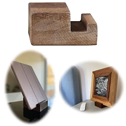 LS-LebenStil Vintage Bilderrahmenständer Unika - Fundholz Recycelt- Rustikal Braun - 60x14x13cm - Retro Aufsteller Buchständer Ständer Halterung für Bilderrahmen iPad Tablett Deko Tischaufsteller