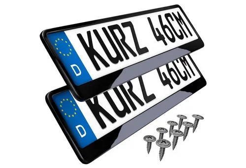L & P Car Design Kennzeichenhalter 46 cm schwarz Hochglanz (2 Stück)
