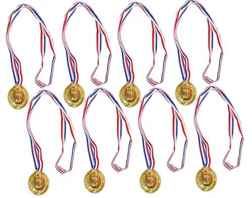8x Gold Sieger Medaille Winner Nr. 1 Spielzeug Sportverein Sieger Gewinner Pokal