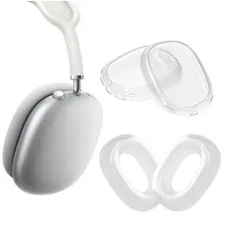 kwmobile 2in1 Set Hülle kompatibel mit Apple AirPods Max / AirPods Max 2 Cover - TPU Silikon Kopfhörer Case - Schutzhülle beidseitig in Transparent - Transparent