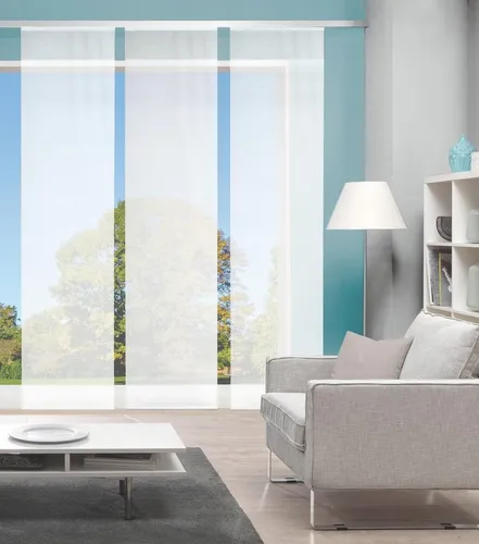 Vision S Schiebegardine 3ER SET ROM - Gardinen - 3er Set halbtransparente Schiebegardinen, ideal als Sichtschutz und zur Raumteilung, pflegeleicht und in eleganten Uni weiß
