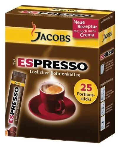 Jacobs Typ Espresso Sticks | 25 Portionen löslicher Kaffee