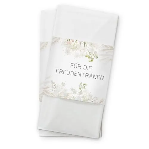 50er-Set Freudentränen Banderole I Weiße Blumen 13 x 5 cm I dv1293