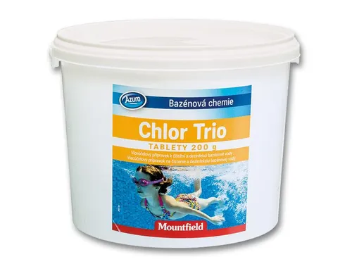 Mountfield Azuro Chlor Trio DE - Effektives Poolpflegemittel zur Desinfektion, Algenvorbeugung und Flockung für kristallklares Wasser. Ideal für regelmäßige Pflege und Hygiene im Schwimmbecken.