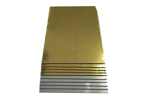 KITCHENDREAM Tortenplatte CakeBoard Set Kuchenplatte eckig gold UND silber in 3 mm starker Pappe, (5-tlg)