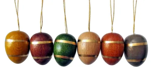 Osterei mit Streifen Strauchbehang 6er Set Erzgebirge von DREGENO Seiffen eG