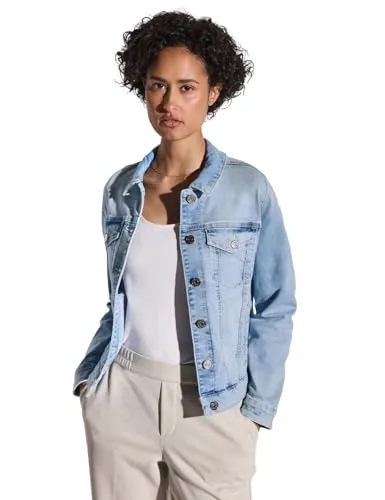 STREET ONE Jackenblazer QR Denim-Jacket - Bleach Wash Blau 34 - Funktionsjacke aus 63% Baumwolle für hohen Tragekomfort, mit modernem Ultra Bleached Wash, ideal für stylische Looks.